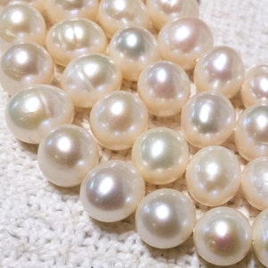 Big Round Freshwater Pearl 9-10mm round Potato Pearl Natural Ivory White A-AA 15&#39;&#39; Full Strand genuine pearl---#RS3004