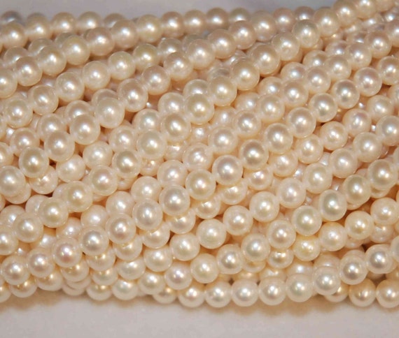 Perle Di Perle D'acqua Dolce Di Patate Bianche Da 6 Mm, Perle Di Perle Autentiche Color Crema/avorio Per La Creazione Di Gioielli, Perle Da Sposa Bianche Da 6 Mm, Perle All'ingrosso - Foto 2