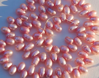 5X7mm top drilled Dancing Pearl Freshwater Pearl pink briolette tear drop pearl beads full strand 15" 100+ pieces-----ON SALE