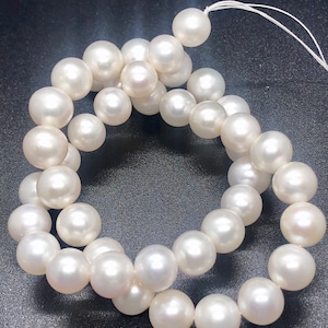 AA+ High quality Luster 10-11mm round Freshwater Pearl Natural Ivory White Pearl Beads 15.5'' Full Strand 40+ pc genuine pearl---#RS3010A