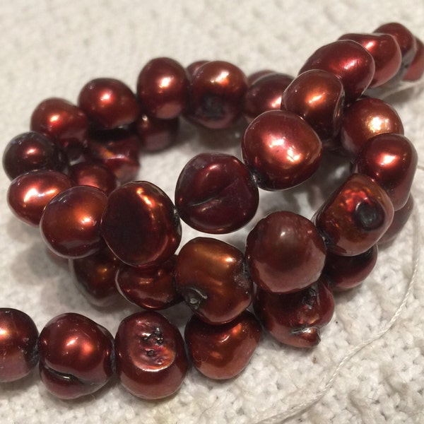 Freshwater Pearl Baroque Pearl Iron Red large pearl nugget 10-11mm----15" Full Strand Genuine Pearl NEW PROMOTION Sale  #BA4049