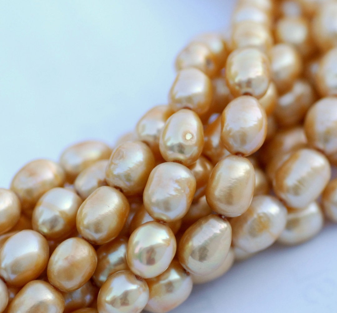 10x13mm Rice Pearl Baroque Pearl Freshwater Pearl Vintage Golden Yellow ...