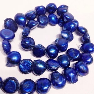 Corn Pearl Baroque Pearl Nugget Pearl Freshwater Pearl stunning bright blue 8-9mm----15" full strand 50 pcs #CB6048 Clearance SALE