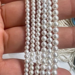 NEW AAA+ Gem quality 3mm 4mm Seed Akoya Pearl 15.5&quot; full strand over105pc 135+ pc round seeds genuine pearl ---for designer SD72002