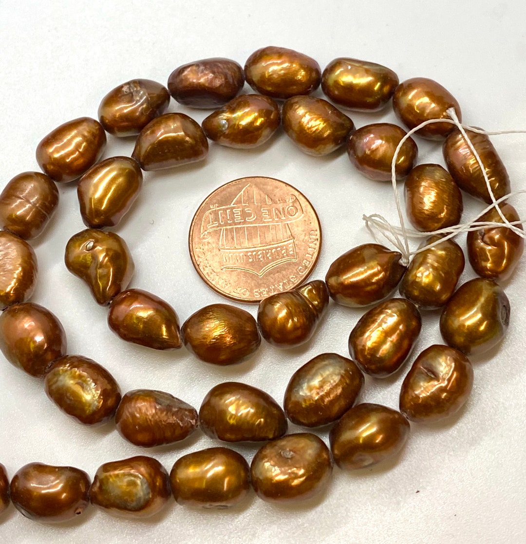 Flash SALE 8x10mm Brown Bronze Rice Baroque Pearl, Freshwater Pearl ...