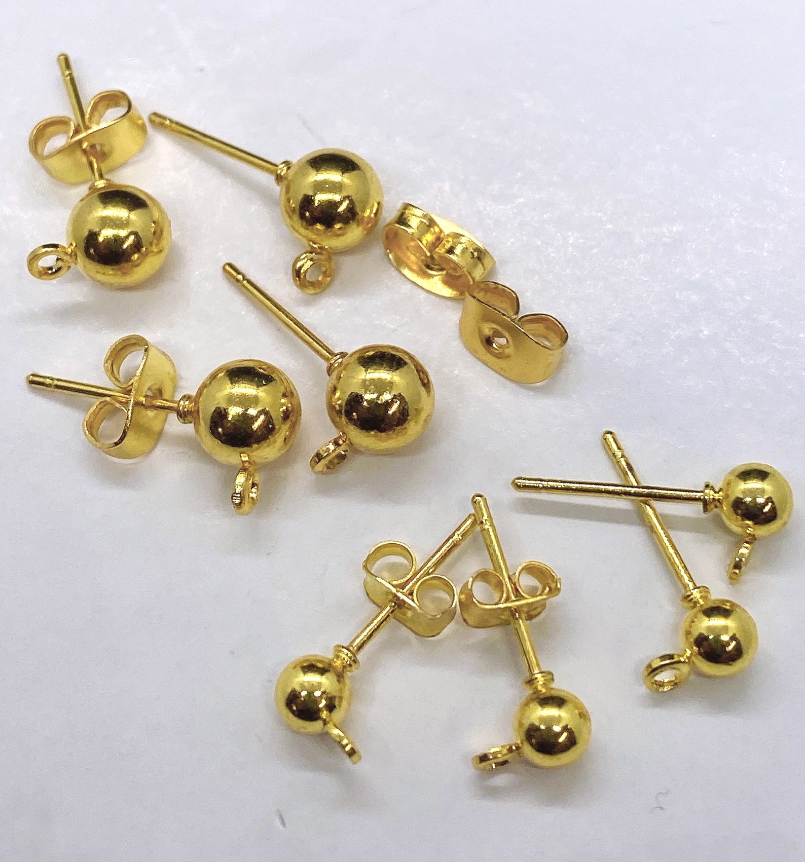 20pc 14k Gold Plated Ball Post Earring 3mm 4mm 5mm 6mm Ball Etsy