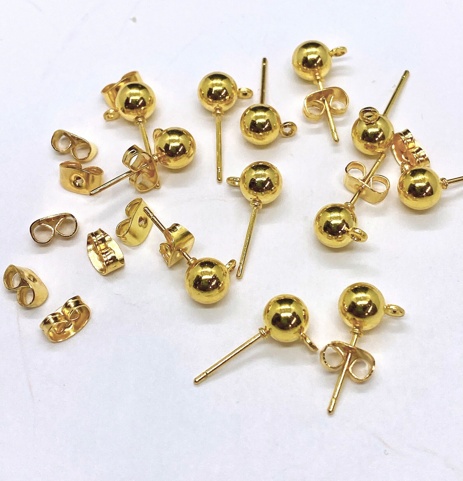 20pc 14k Gold Plated Ball Post Earring 3mm 4mm 5mm 6mm Ball Etsy