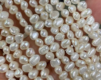 AA or AAA 4-5mmX5-5.5 small baroque nugget pearl, full strand seed pearl, ivory white color pearl 14.5“ 85+pc beads NEW