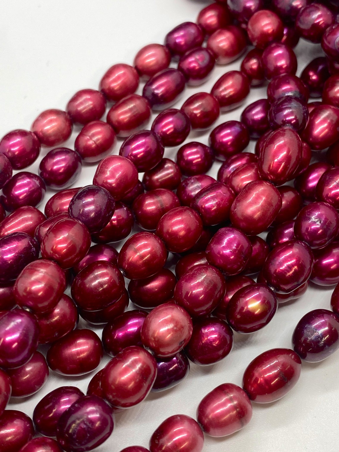 AA+ 8-9mmx9-12mm Rice Baroque Freshwater Pearl Fire Red Oval Baroque ...