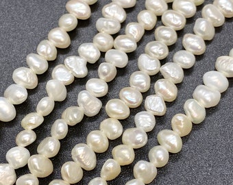 AA 5-6mm small baroque nugget pearl, full strand corn freshwater pearl, ivory white color pearl 14“ 70+pc beads-----Wholesale promotion