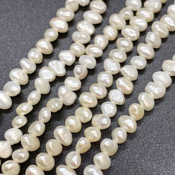 AA 5-6mm small baroque nugget pearl, full strand corn freshwater pearl, ivory white color pearl 14“ 70+pc beads-----Wholesale promotion