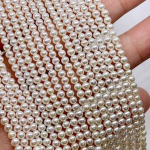 NEW AAA+ Gem quality 3mm Seed Pearl strand full strand over 135 piece round seeds genuine pearl, high luster---for designer SD72001