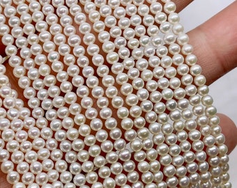 NEW AAA+ Gem quality 3mm Seed Pearl strand full strand over 135 piece round seeds genuine pearl, high luster---for designer SD72001