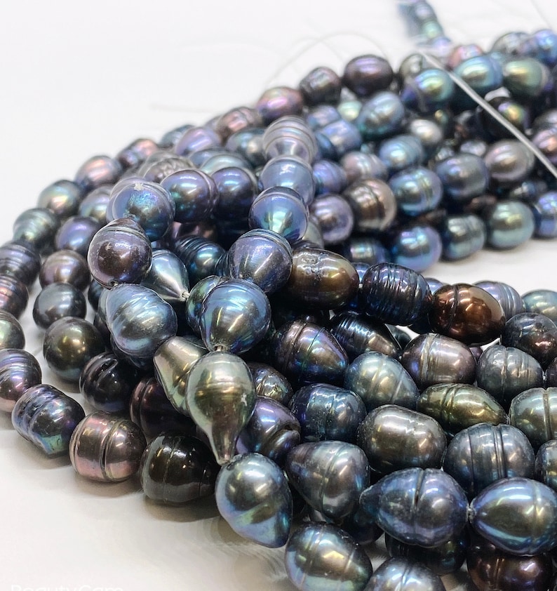 NEW Sale 8-9mm X10-11mm Rice Baroque Pearl Tahiti Look Peacock | Etsy
