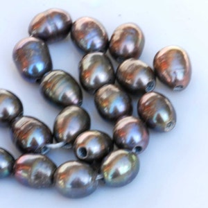 AA 9mm X 10-11mm Large Hole 2.2mm, 3mm Freshwater Pearls, Peacock Color ...