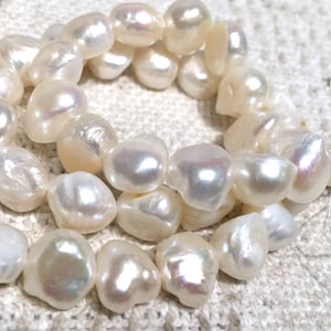 AA+ 10-12mm Baroque Pearl Freshwater Pearl, pebble Ivory white cream Large nugget pearl beads---15" full strand New Arrival SALE