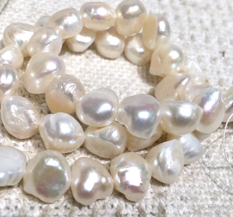 AA 10-12mm Baroque Pearl Freshwater Pearl, pebble Ivory white cream Large nugget pearl beads15 full strand New Arrival SALE image 1