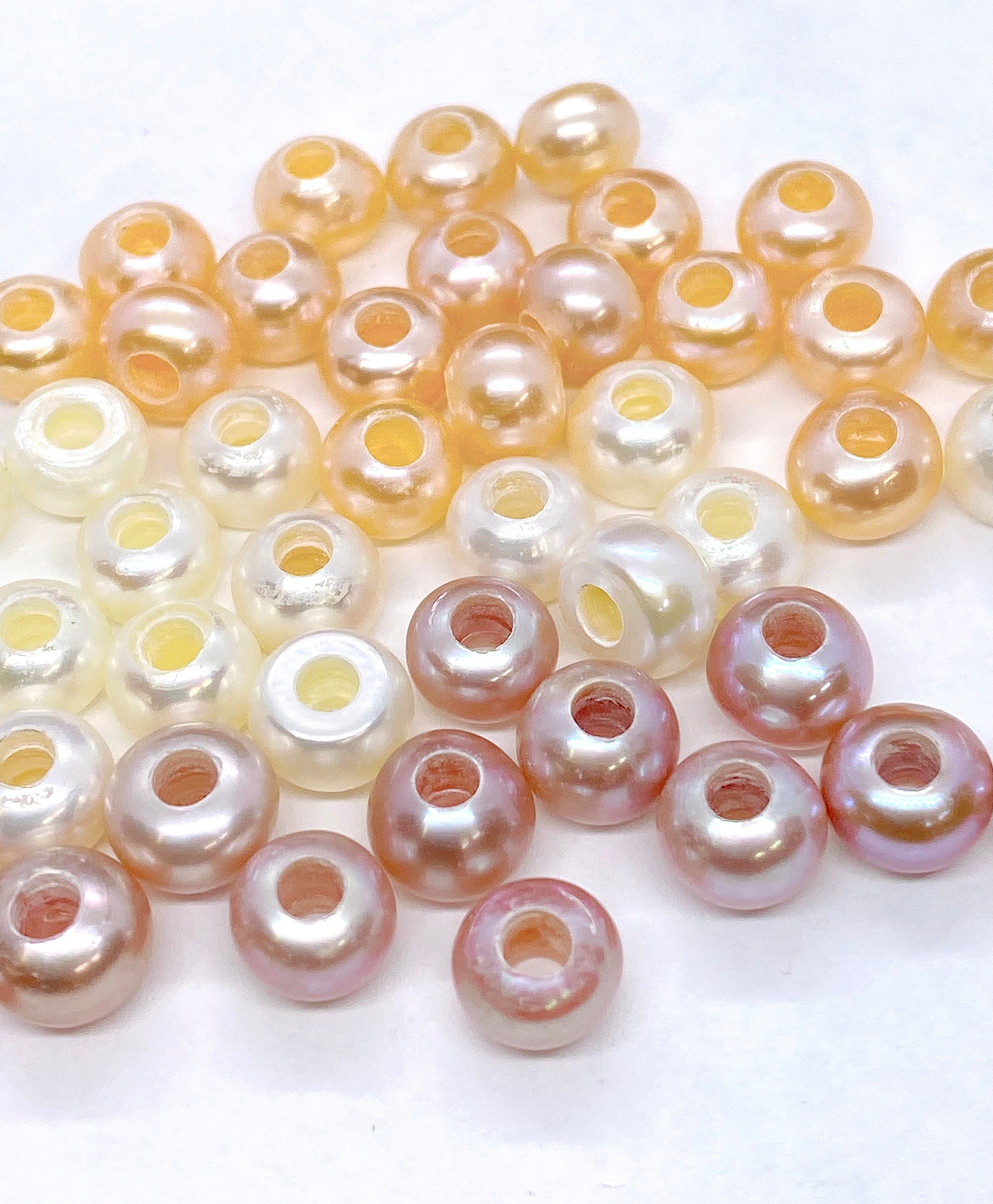 AAA 8mm Roundel button Freshwater Pearl, 1.5mm 2.2mm 3mm Large Hole Pearl Natural pink peach champagne white pearl beads LH8063 NEW