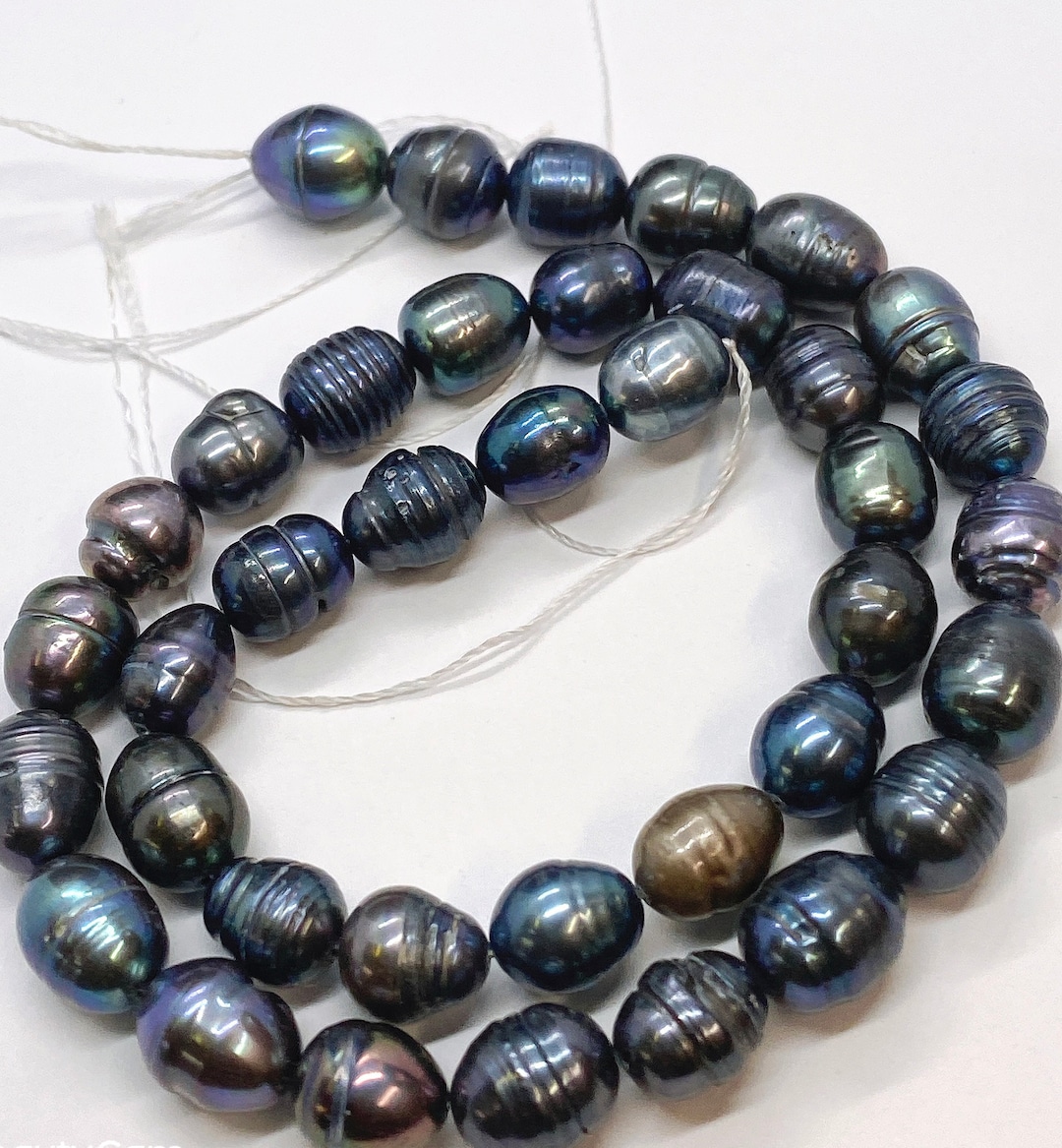 NEW Sale 8-9mm X10-11mm Rice Baroque Pearl Tahiti Look Peacock Blue ...