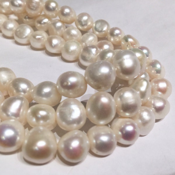 AA+ 9-10mm Baroque  Freshwater pearl Corn Pearl Ivory White nugget pearl  16'' full strand 40 pieces New Arrival SALE #BA4103