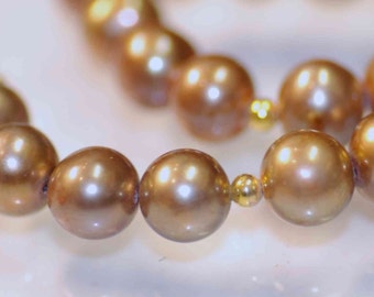 8-8.5mm LUXURY AA Round Genuine cultured Freshwater Pearl -----Vitage Tan Champagne Color----12 pcs