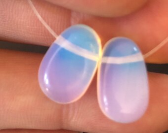 50% OFF UNique Pair Natural Opalite Briolette Teardrop Plugs matched pair 2pc 10mmX 18mm --WOW LUXUARY  earring