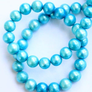 Seltene 8 mm AA Süßwasserperle Runde Kartoffelperle Aquablau Türkis Farbe echte Perle für Designer---Halbstrang 7,5 &#39;&#39;--24 Stück # RP1011
