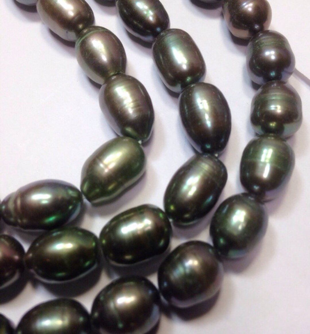 AA 9x11mm Rice Pearl Baroque Pearl Freshwater Pearl Teal Green Pearl ...