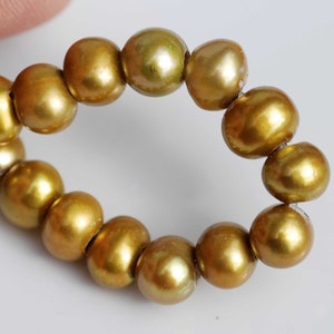 AA 7-8mm with 2.5mm hole pearl beads Large Hole Pearl Round Pearl Freshwater Pearl olive green --10pc high quality  LH80074