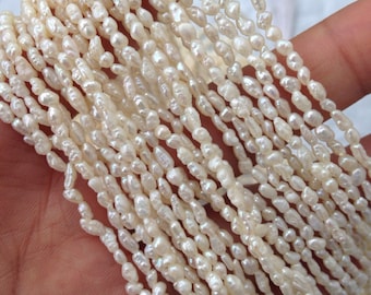 Seed Pearl Baroque Rice Pearl Freshwater Pearl ivory white 2.5mm 3-3.5mm, mute milky white, 14" full strand 75+ pieces #SD7006T ---NEW