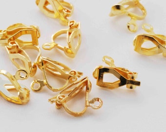 18k yellow Gold plated over Copper Earring Clips- Nickel Free - 10 Pc -F9004