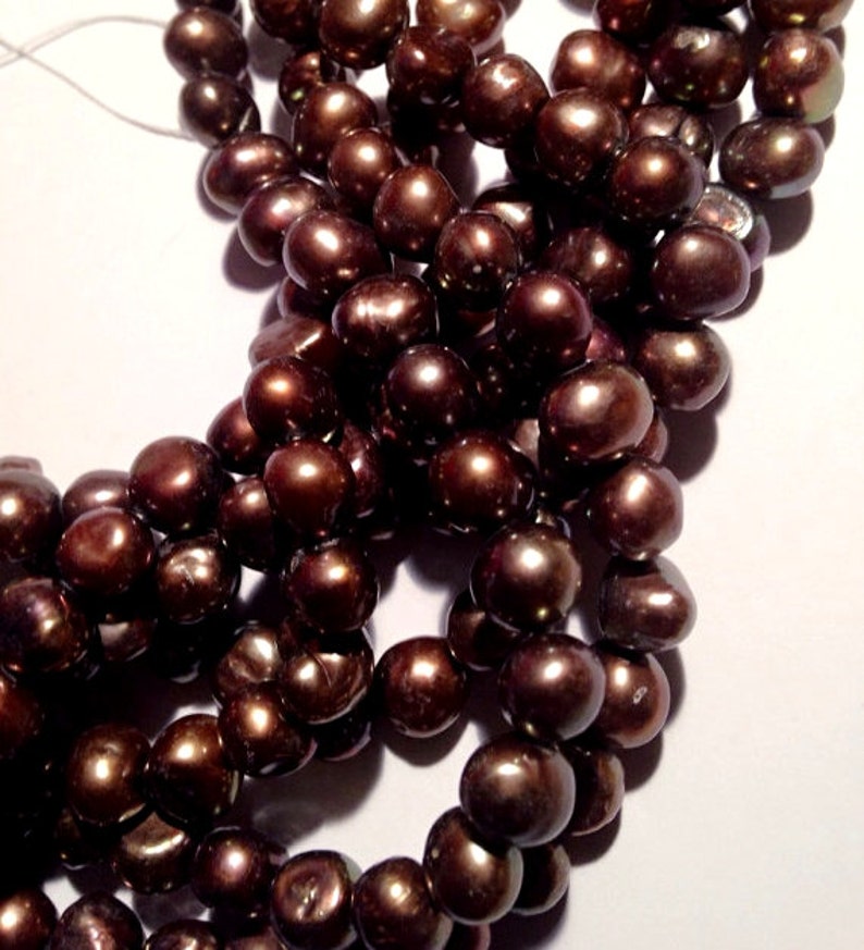 Corn Pearl Baroque Pearl Freshwater Pearl stunning dark brown color 8-9mm AAA15 full strand 50 pcs CB6037 NEW Arrival image 2