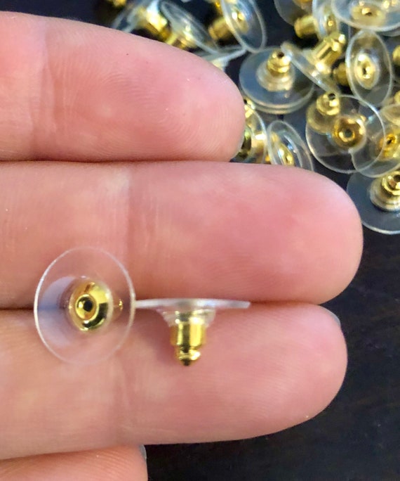 18K Gold Silicone Locking Earring Backs for Droopy Ears