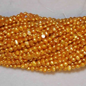 AAA 3-4mm Tiny Seed Corn Pearl, 15" full strand Freshwater Pearl 105 plus pc gold yellow loose pearl beads--#SD71004  New Arrival SALE