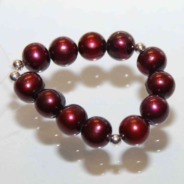 7-7.5mm AAA Round Potato --Burgundy Red Genuine Freshwater Pearl-----12 pcs