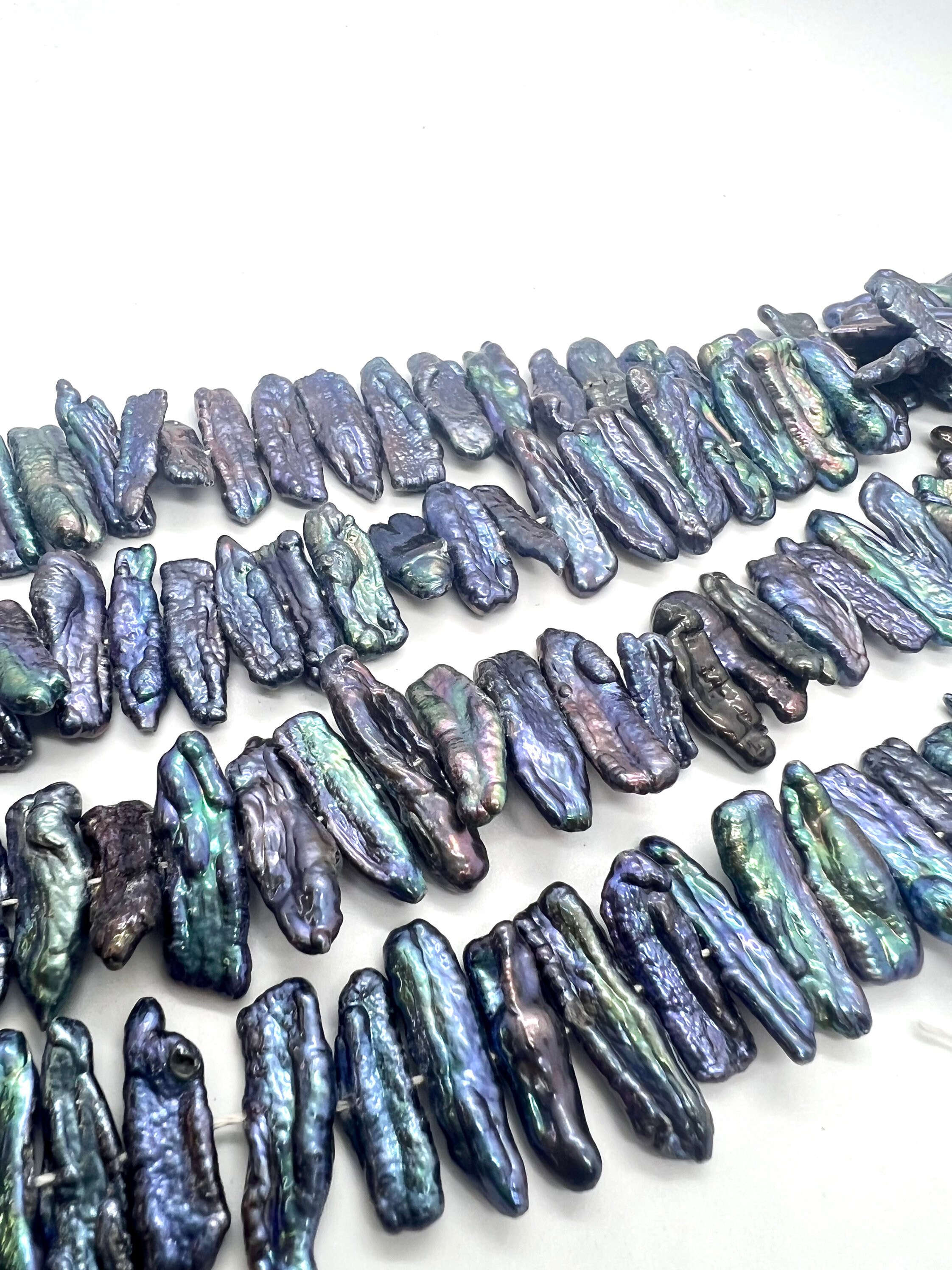 Rare AAA 78mmx20mm Stunning Biwa Pearls Peacock Blue Color Etsy