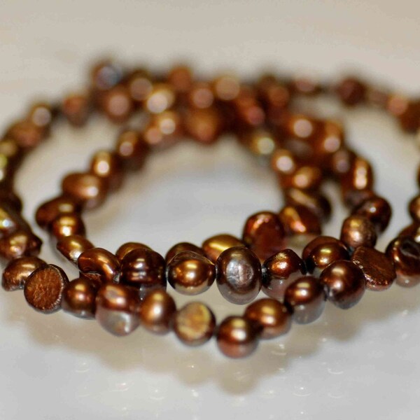 Corn Pearl Baroque Pearl Nugget Pearl Freshwater Pearl deep brown 5mm-----15" full strand 65 plus pieces---Wholesale pearl #CB6004