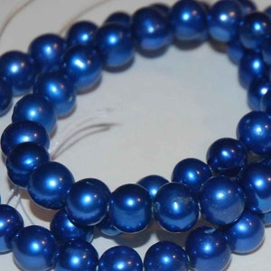 Stunning 7-7.5mm AA+ Freshwater Pearl Bright Blue Genuine Pearl round potato pearl short strand for designers--20 pcs #RP1014