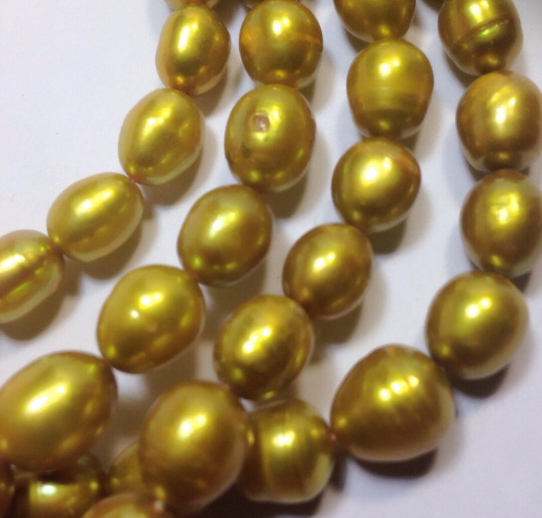 AA 9x11mm Rice Pearl Baroque Pearl, Oval Baroque Freshwater Pearl Olive ...