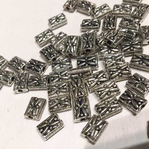 Tibetan Silver Rectangle spacer Beads 5mmX7mm fine quality antique silver style 10pcs #FDP218