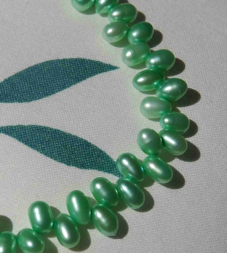 Top drilled Dancing Rice Freshwater Pearl apple green 5X8mm AAA Gem quality briolette tear drop pearl beads 15 full strand 85 pc #DR3136