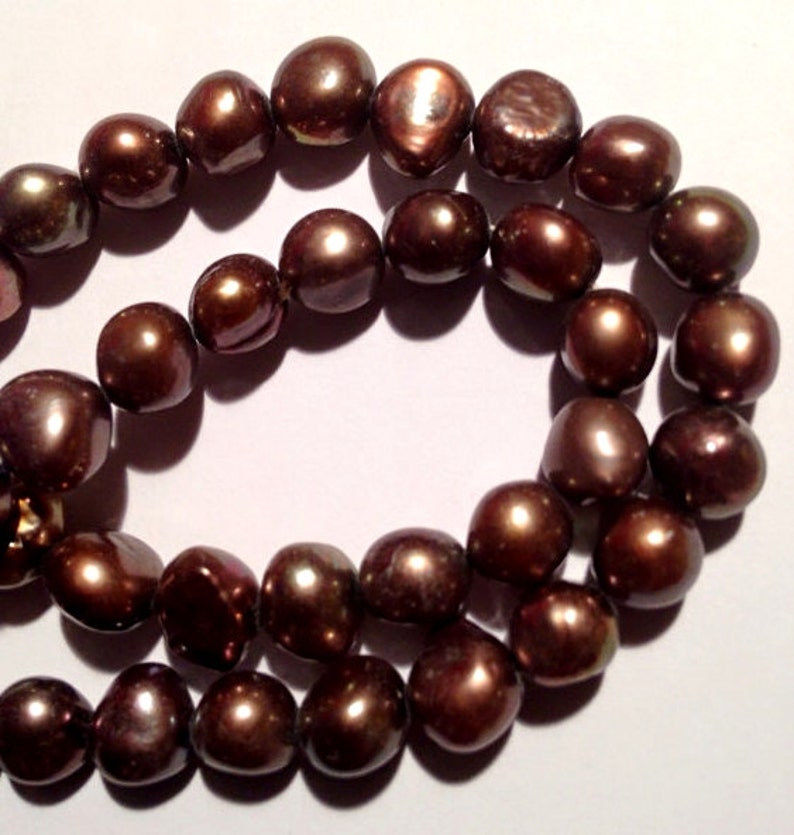 Corn Pearl Baroque Pearl Freshwater Pearl stunning dark brown color 8-9mm AAA15 full strand 50 pcs CB6037 NEW Arrival image 1