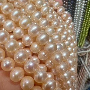 Full strand  15.5" AAA 7-7.5mm 8-9mm Freshwater pearl, perfect clean pearl Natural color silvered Pink Round off potato Pearl, deal sale