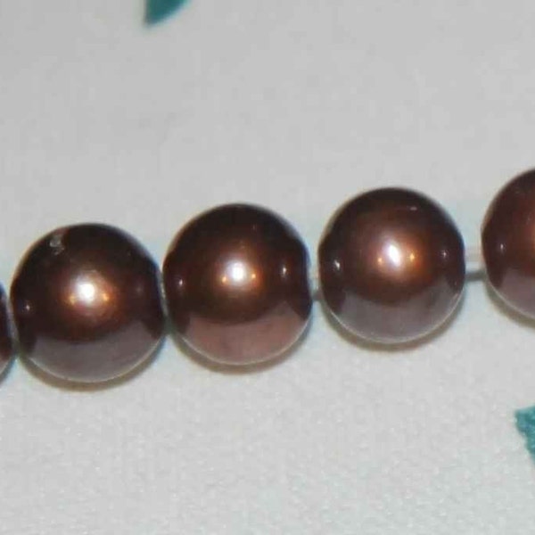 half strand Genuine Round Chocolate Pearl-----7-8mm round AA quality--20 pcs