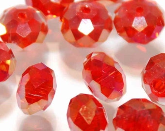 8mm Ruby Red Rainbow Shinning Swarovsky style Crystal----10 pcs #811