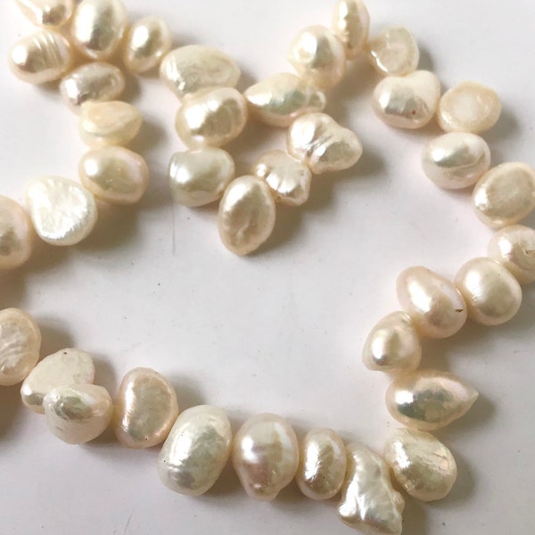 Corn Pearl Freshwater Pearl ivory white Dancing top drill briolette baroque pearl beads 8X10mm 15"  full strand  58+ pieces  DR3141 Sale