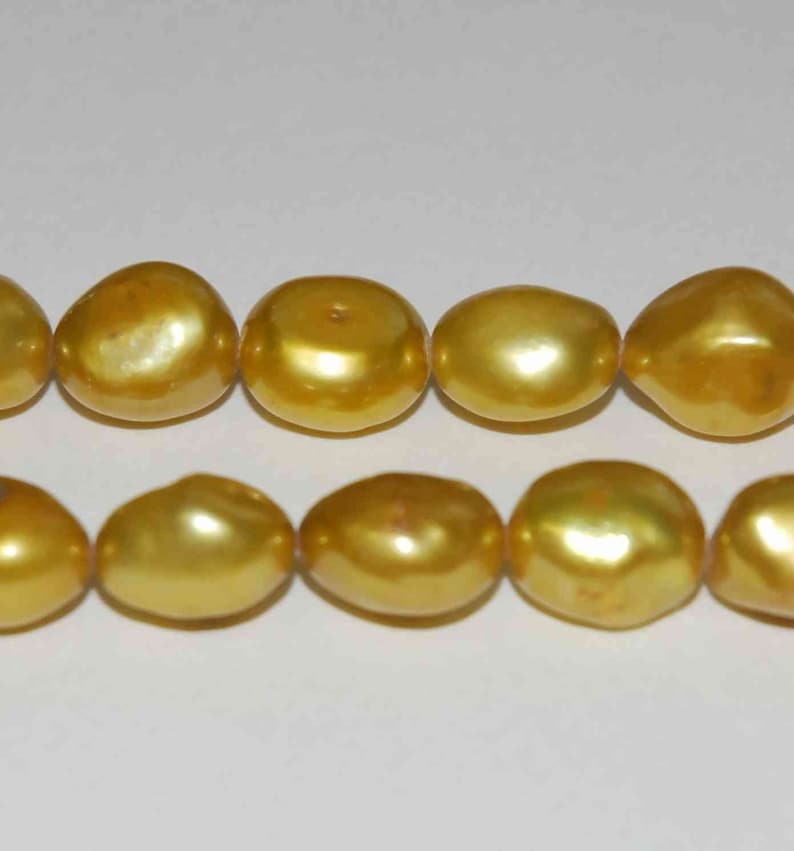 Baroque Pearl Large Gem Quality Golden --12-15mm genuine pearl---set 6pcs
