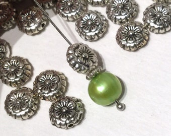 Tibetan Silver Flower spacer Beads 8mm fine quality antique silver style 10pcs #FDP201