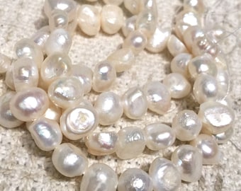 8-10mm baroque nugget pearl Corn Pearl Ivory White Freshwater pearl 15'' full strand 40+ pieces New Arrival SALE