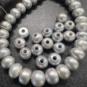 thumbnail image 2 of Real Cultured Pearl Rondelle Beads – 7x8mm White – 15 Loose Spacer Beads 2 of 5